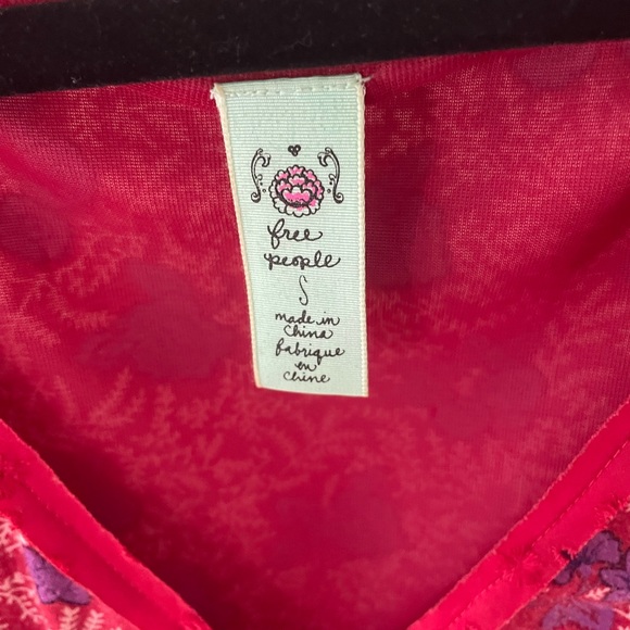 Vintage Free People red/purple floral mini dress EUC - Picture 3 of 5